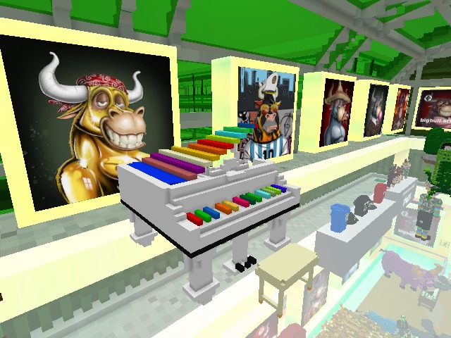 ooo, a fancy rainbow baby grand piano.