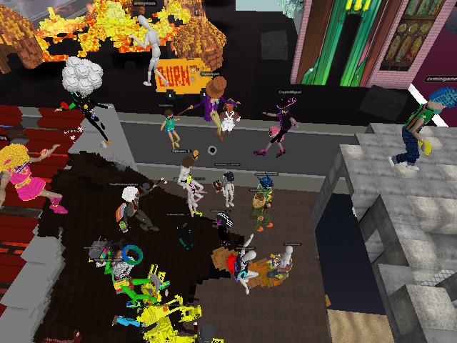 birdseye of the growing crowd