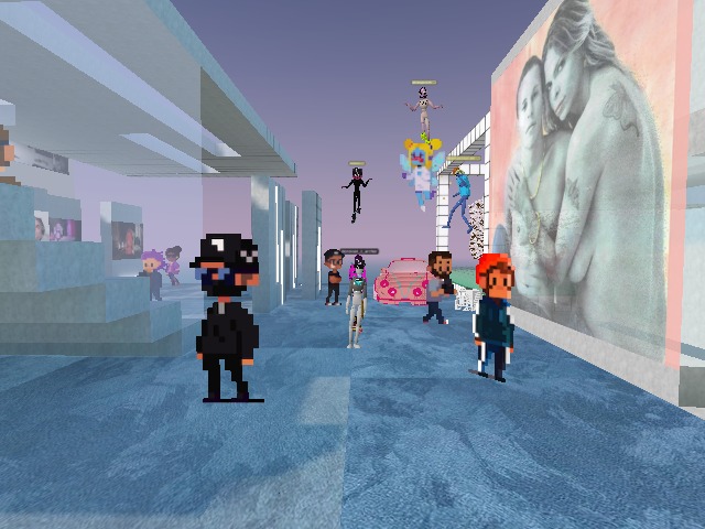 at the New Here gallery checking out stills from Dan Sickles' Mala Mala film with ghostagent, bitpixi, chillzone, and a few more! absolutely sick pixel art