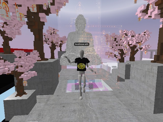Bodhizai in front of the Buddha.