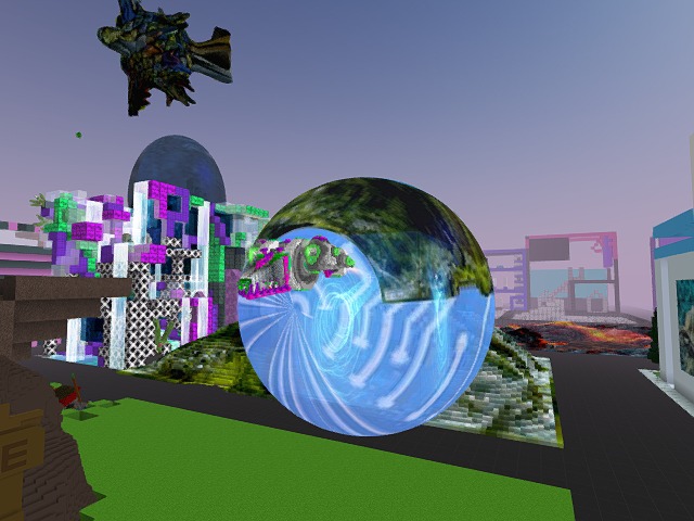 giant portal moon appeared around the wormhole that this scout drone ship flies out of