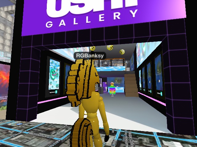The notorious GT trying on wearables at the gallery