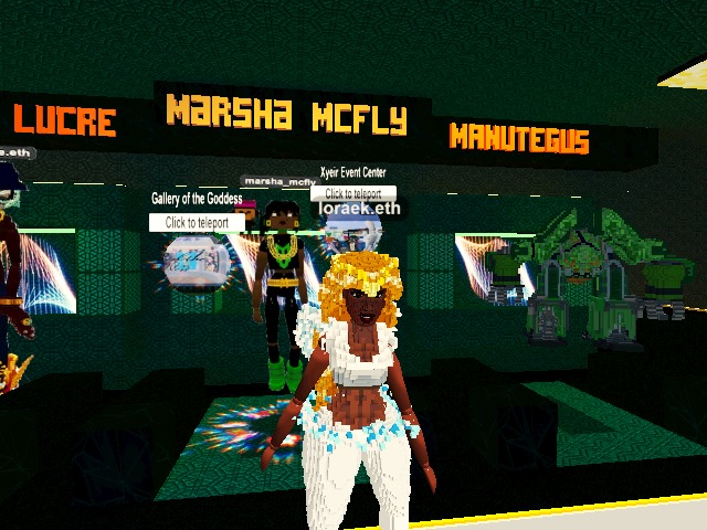 In the metaverse builders academy with Lexx Lucre and Marsha mcfly floating avatars