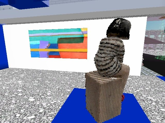 Hideki's wood carving & Darko's abstract paintings