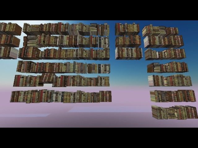 In Voxels shelves are not necessary since books float.