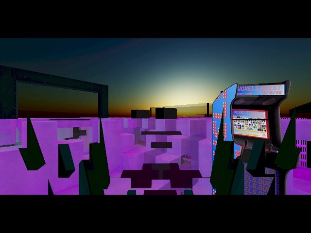 sorry for the double womp! I womped the wrong flag. Add "&time=night" at the end of the URL to enable night time mode with a beautiful sunset sky
e.g.
https://www.voxels.com/play?coords=SE@5840W,1992N,6.5U&time=night