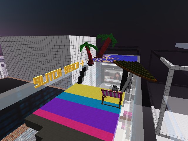 Glitch Beach at night -- with new palm trees!