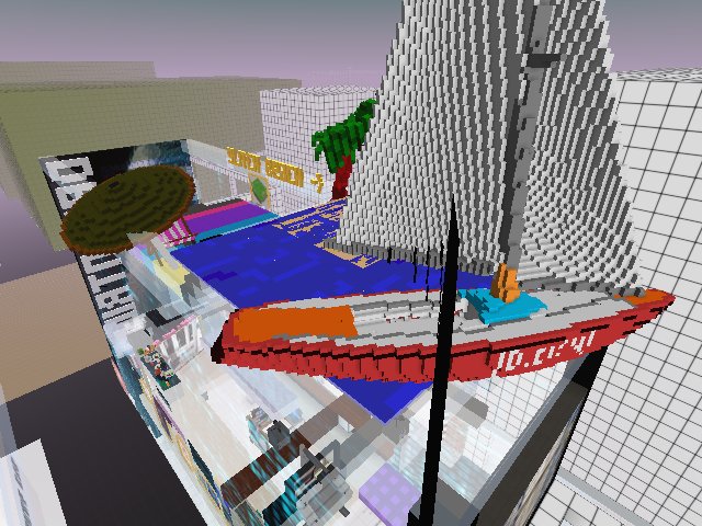 A beach in the sky, an ocean floating on air, and the Decentricity Tower yacht. :D <3