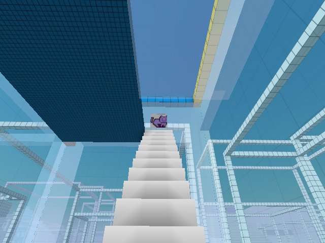 MoonCat at the top of the stairs
