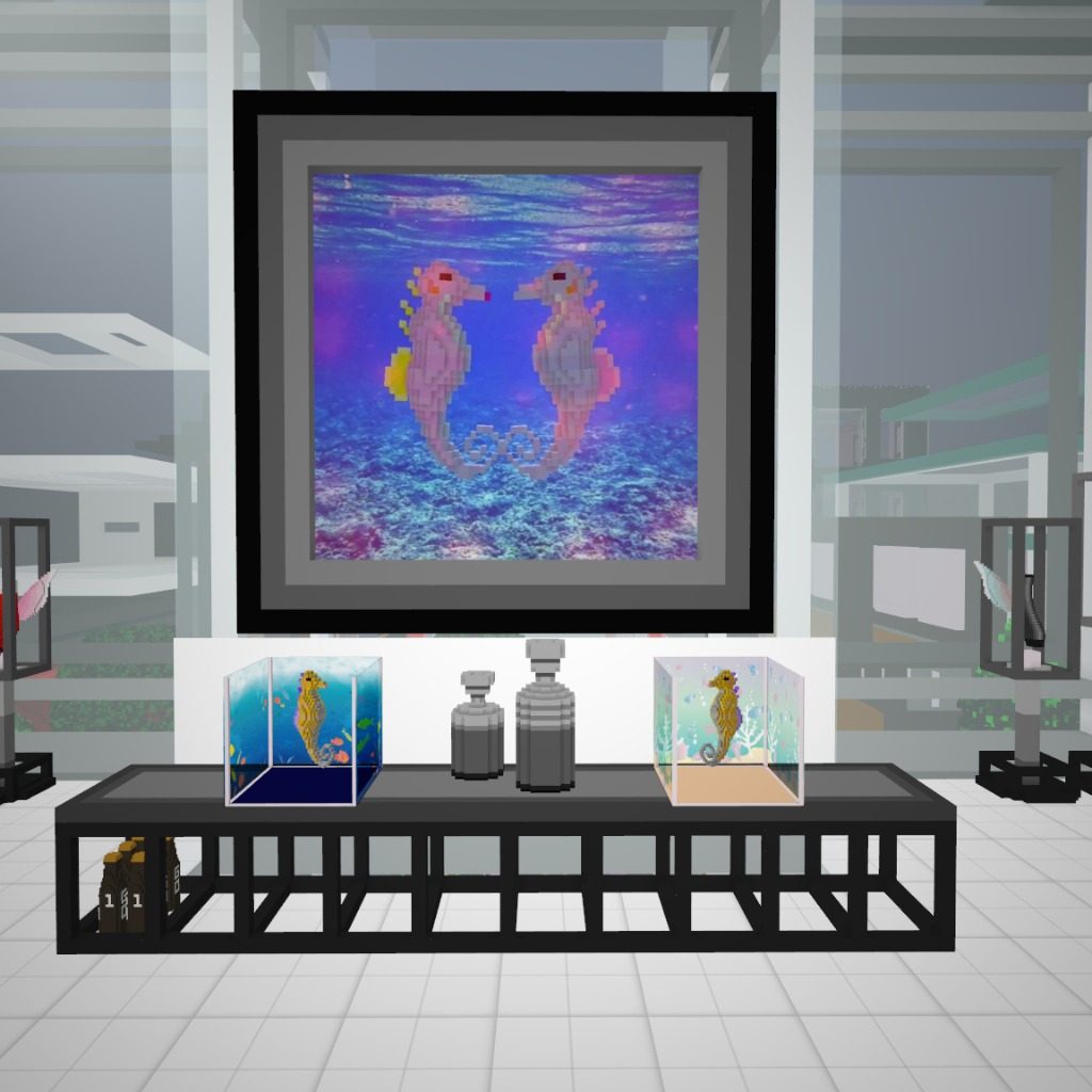 Displayed seahorses.