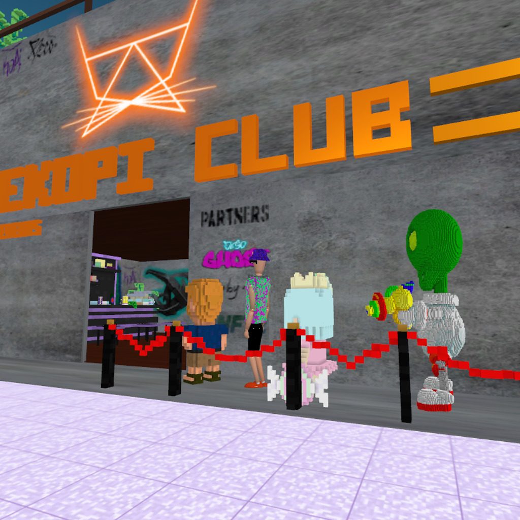Queuing for the club.