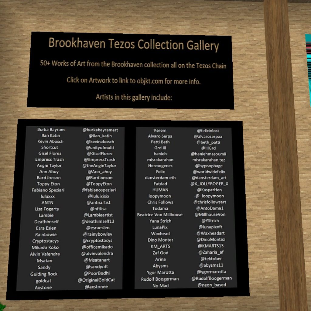 Nothing in this #Tezos gallery past 2021 😲Probably this first completely dedicate #TezoNFT gallery in the Metaverse by Brookhawk in Voxels @cryptovoxels @objktcom @MetaBrookHawk 🔥🦅