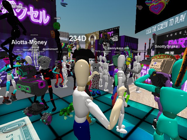 Off the hook Party
https://www.cryptovoxels.com/play?coords=SW@316E,372N,11F