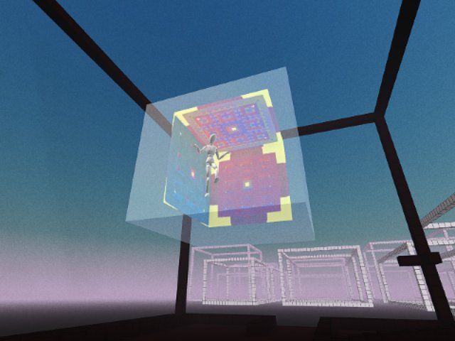someone in the testing cube