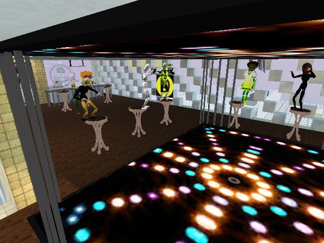 Party crowd dancing on tables!