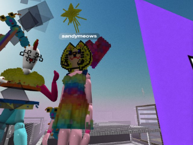 sandymeows dancing wiht a clown