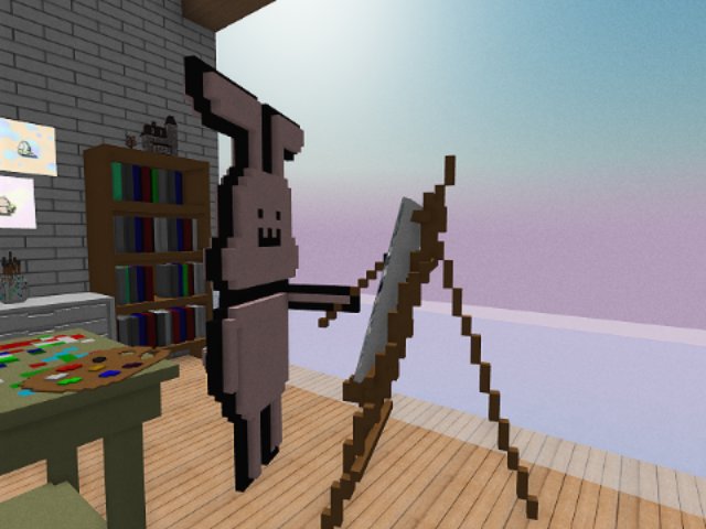 Catching the view from ceres, Mr bunny works in a new masterpiece!