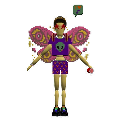 Isa_Danoninho wearing butterfly wings and star shades
