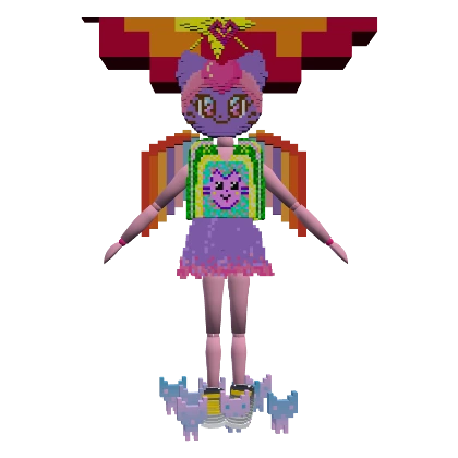 sandymeows wearing rainbow wings and cats