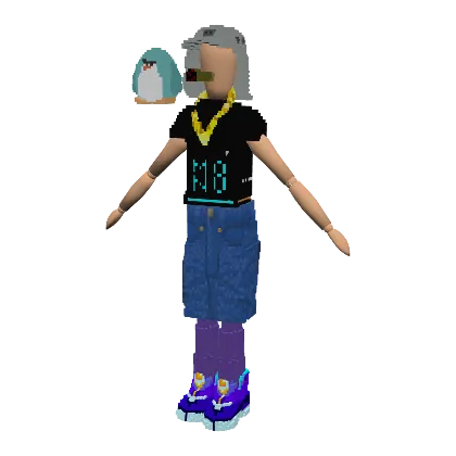 skazone.eth wearing silver hair and a penguin