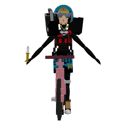 vessy.eth wearing on a pink bike